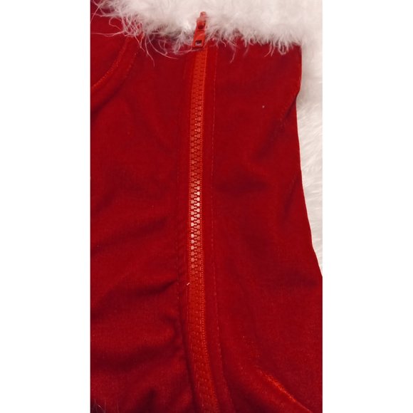 Velvet Christmas Santa Corset White Fur Bows Boned Lace Up Back w/Zip Sz XL - Picture 4 of 5